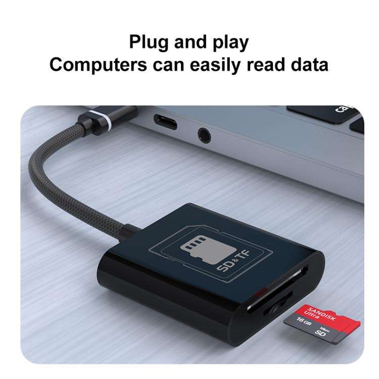 2 in 1 SD + TF Card Slot Reader, Interface:USB+8 Pin(Black)