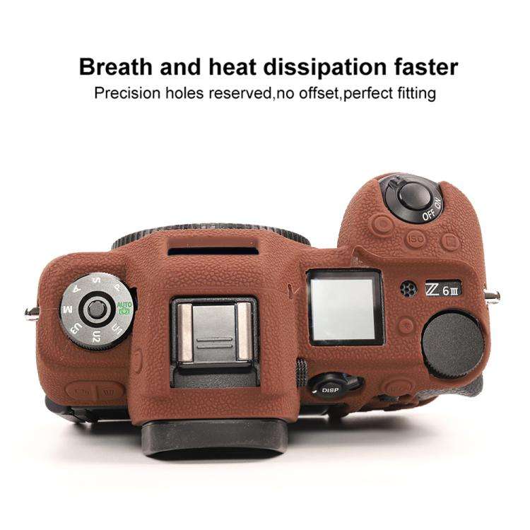 For Nikon Z6III Litchi Texture Soft Silicone Protective Case(Coffee)