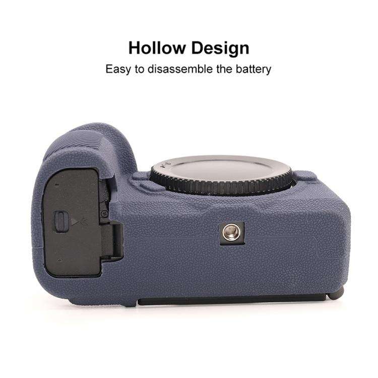 For Nikon Z6III Litchi Texture Soft Silicone Protective Case(Dark Blue)
