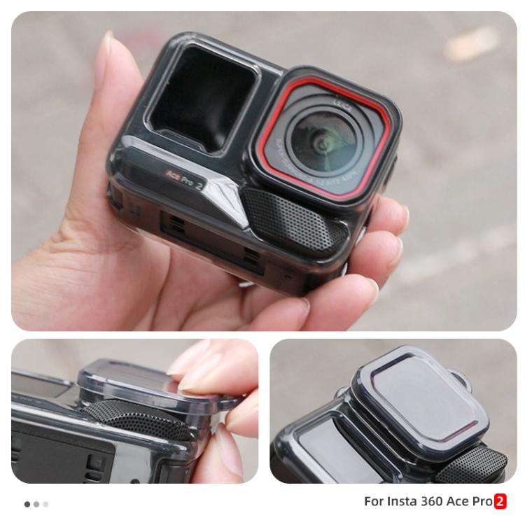 For Insta360 Ace / Ace Pro / Pro 2 Body Soft TPU Protective Case with Lens Cover(Ink Grey)