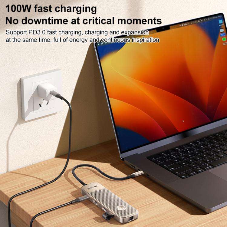 MOMAX DH19L 1-Link 9 in 1 Type-C Multifunctional HUB Adapter Docking Station(Titanium Gold)