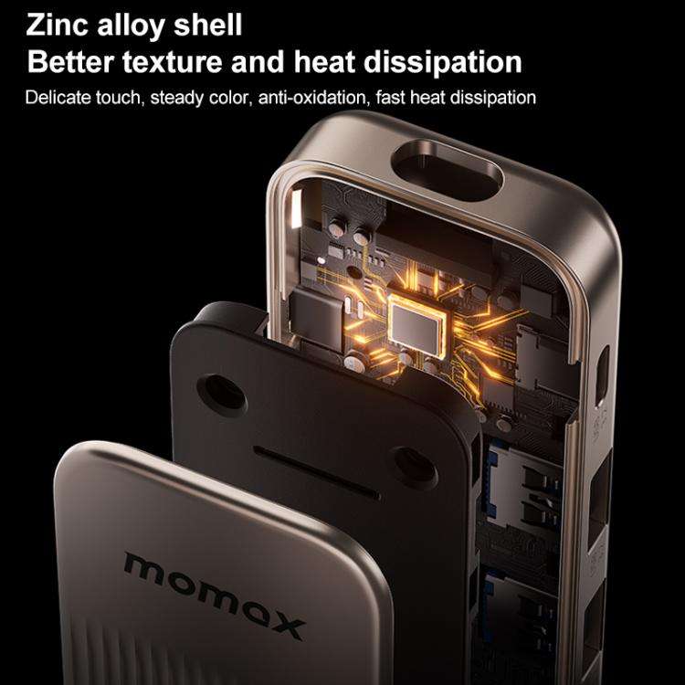 MOMAX DH19L 1-Link 9 in 1 Type-C Multifunctional HUB Adapter Docking Station(Titanium Gold)