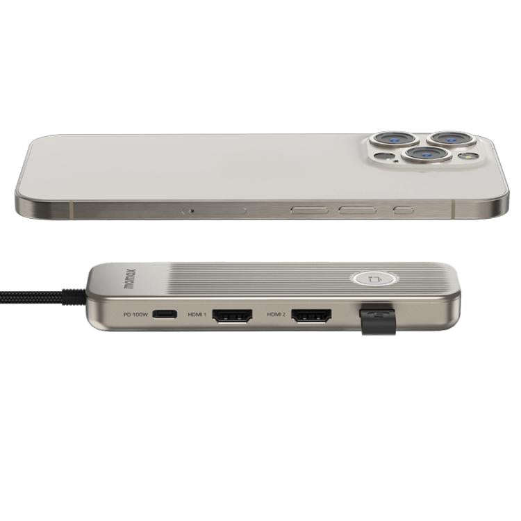 MOMAX DH19L 1-Link 9 in 1 Type-C Multifunctional HUB Adapter Docking Station(Titanium Gold)