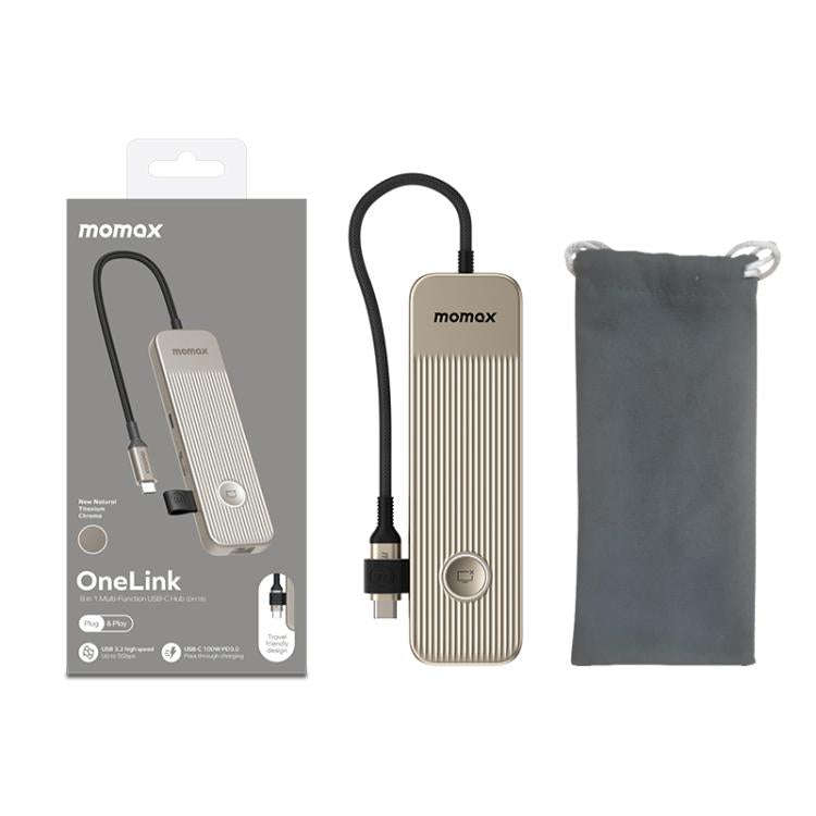 MOMAX DH19L 1-Link 9 in 1 Type-C Multifunctional HUB Adapter Docking Station(Titanium Gold)