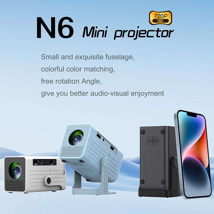 N6 1280x720P 70ANSI Android 11.0 Smart Mini Projector, Plug:AU Plug(Blue)