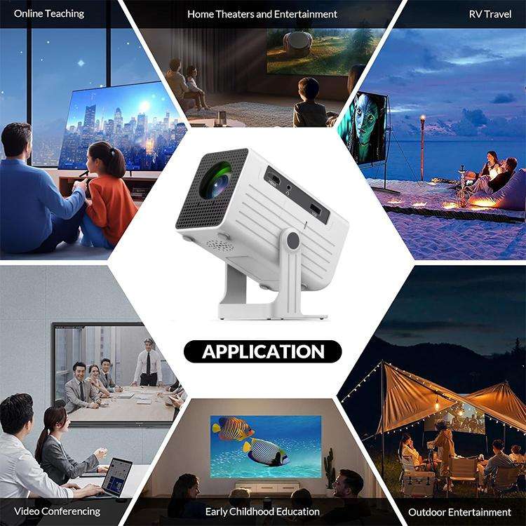 N6 1280x720P 70ANSI Android 11.0 Smart Mini Projector, Plug:US Plug(Black)
