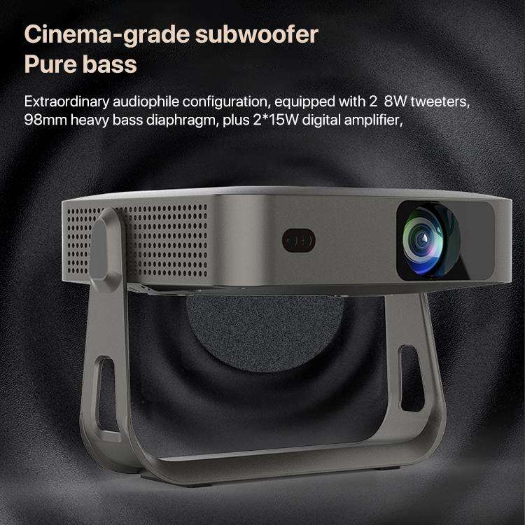 R1 1920x1280P 600ANSI Android 12.0 Smart Mini Portable Projector, Plug:EU Plug(Black)