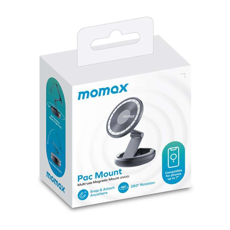 MOMAX CM30 Pac Mount Universal Transparent Magnetic Rotating Car Holder(Titanium Gold)