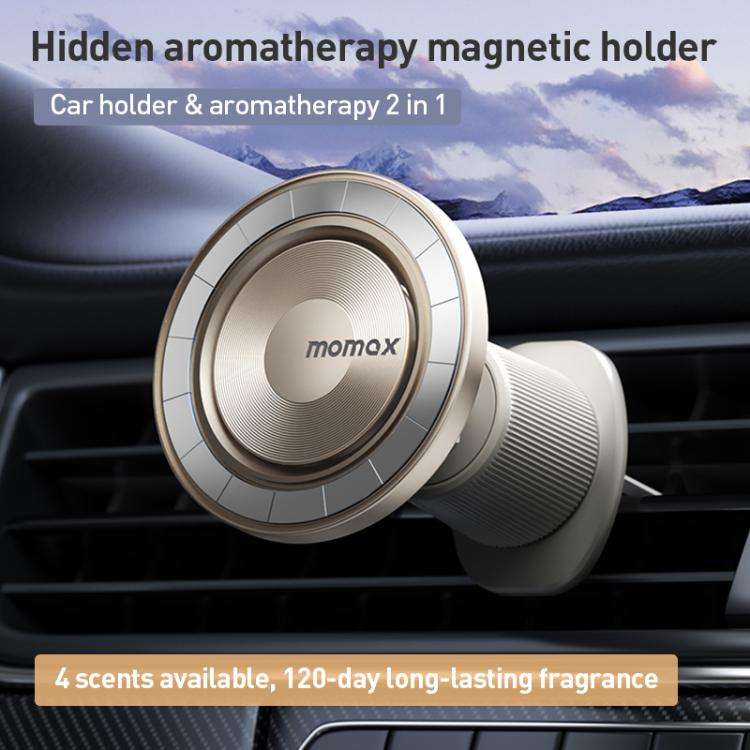 MOMAX CM35 1-Move Relaxaire Aluminum Alloy Magnetic Car Aromatherapy Holder(Titanium Gold)