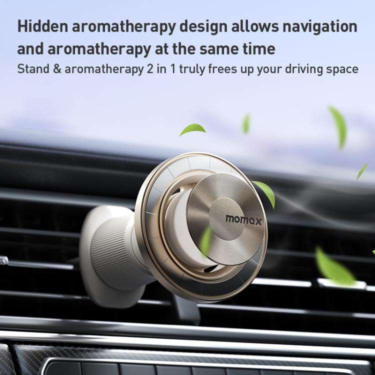 MOMAX CM35 1-Move Relaxaire Aluminum Alloy Magnetic Car Aromatherapy Holder(Titanium Gold)