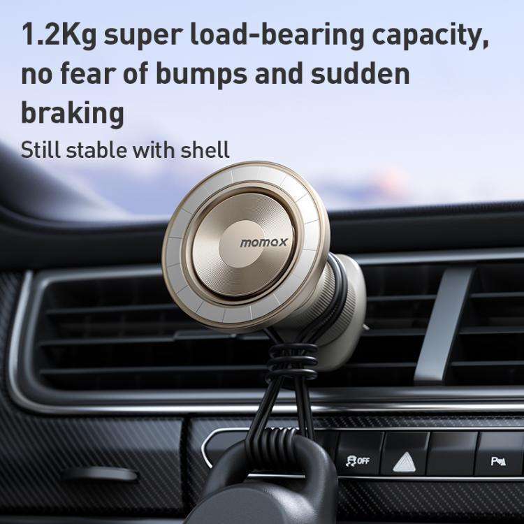 MOMAX CM35 1-Move Relaxaire Aluminum Alloy Magnetic Car Aromatherapy Holder(Dark Grey)