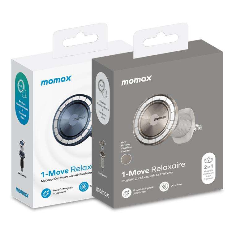 MOMAX CM35 1-Move Relaxaire Aluminum Alloy Magnetic Car Aromatherapy Holder(Dark Grey)