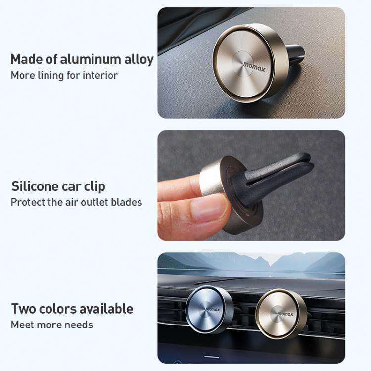 MOMAX CR12 1-Car Relaxaire Small Ring Aluminum Alloy Air Outlet Aromatherapy(Titanium Gold)