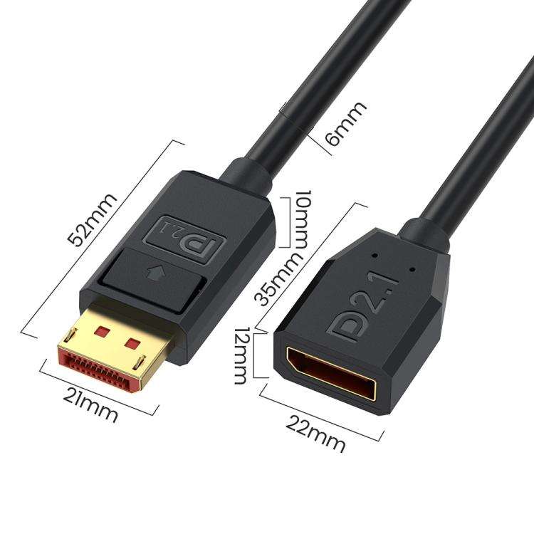 DP2.1 Male to DP2.1 Female Left Elbow 52Gbps 16K 30Hz DisplayPort Extension Adapter Cable, Length...