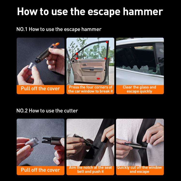 MOMAX CR11E 1-Move Portable 2 in 1 Car Seat Belt Cutter Emergency Safety Hammer(Grey)