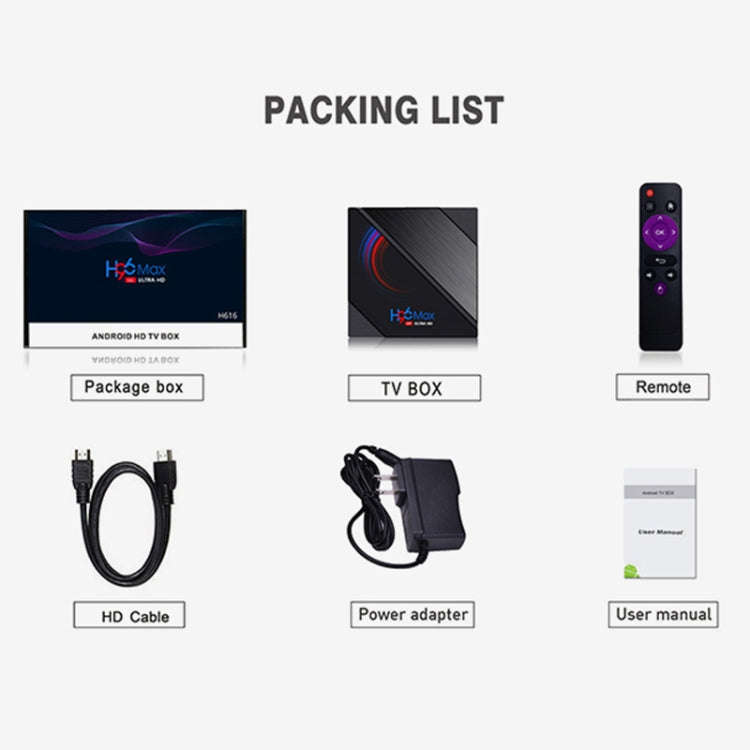 H96 Max 6K Ultra HD Smart TV Box with Remote Controller, Android 10.0, Allwinner H616 Quad Core A...