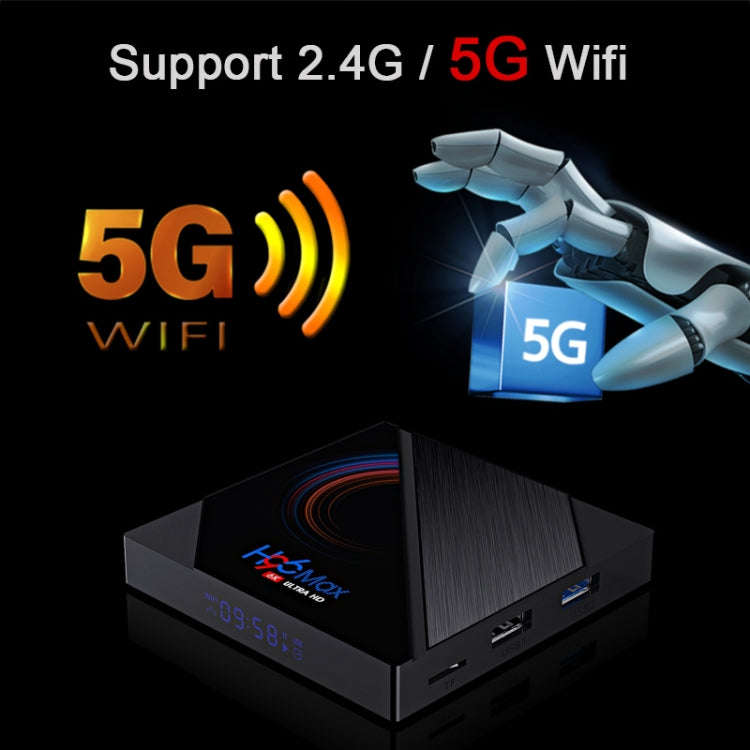 H96 Max 6K Ultra HD Smart TV Box with Remote Controller, Android 10.0, Allwinner H616 Quad Core A...