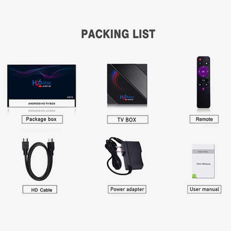 H96 Max 6K Ultra HD Smart TV Box with Remote Controller, Android 10.0, Allwinner H616 Quad Core A...