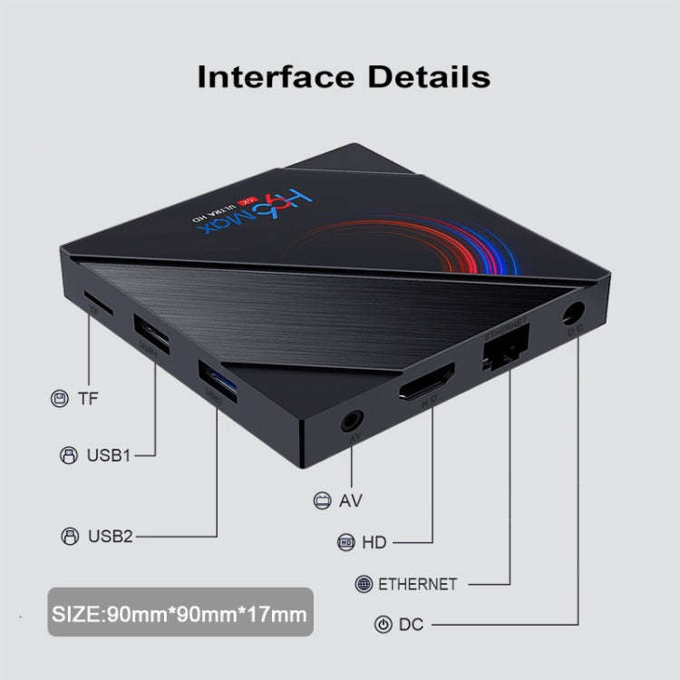 H96 Max 6K Ultra HD Smart TV Box with Remote Controller, Android 10.0, Allwinner H616 Quad Core A...