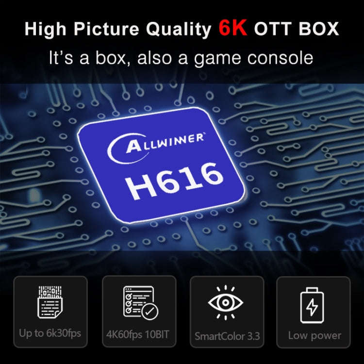 H96 Max 6K Ultra HD Smart TV Box with Remote Controller, Android 10.0, Allwinner H616 Quad Core A...