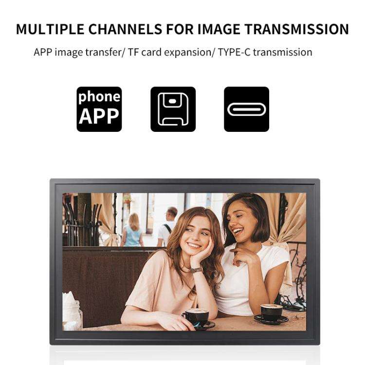 21.5 inch LCD Display Cloud Photo Frame 1G+32GB 3326C Quad-Core CPU Android 7.0, Plug:US Plug(White)