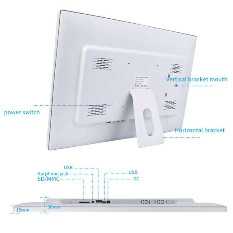 21.5 inch LCD Display Cloud Photo Frame 1G+32GB 3326C Quad-Core CPU Android 7.0, Plug:AU Plug(White)