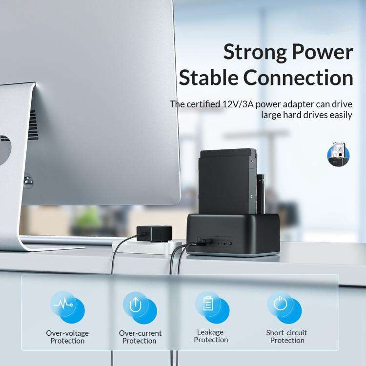 ORICO 6819C3 2.5 / 3.5 inch HDD / SSD Single Bay SATA Drive Docking Station, US Plug(Black)