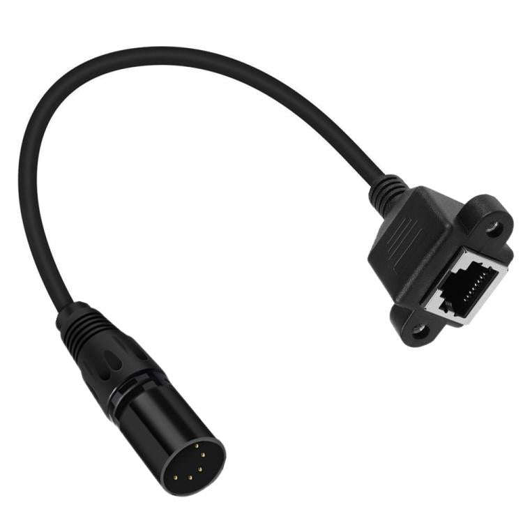 XLR 5 Pin Male to RJ45 Female Audio Cable, Length: 30cm(Black)
