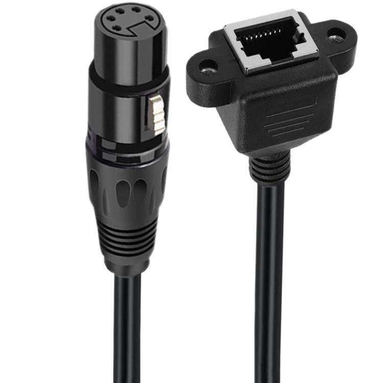 XLR 5 Pin Female to RJ45 Female Audio Cable, Length: 30cm(Black)