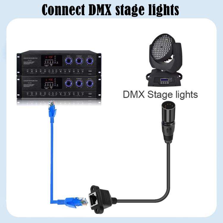 XLR 5 Pin Female to RJ45 Female Audio Cable, Length: 30cm(Black)