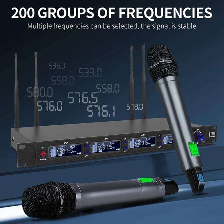 XTUGA M6604S-H Diversity Wireless Microphone System 4 Channel UHF Handheld Microphone