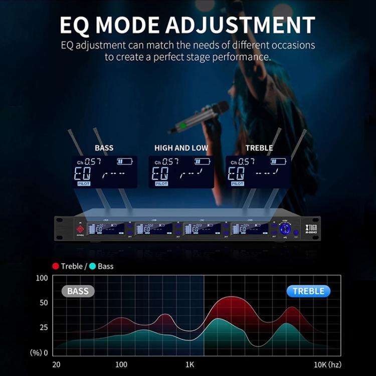 XTUGA M6604S-H Diversity Wireless Microphone System 4 Channel UHF Handheld Microphone