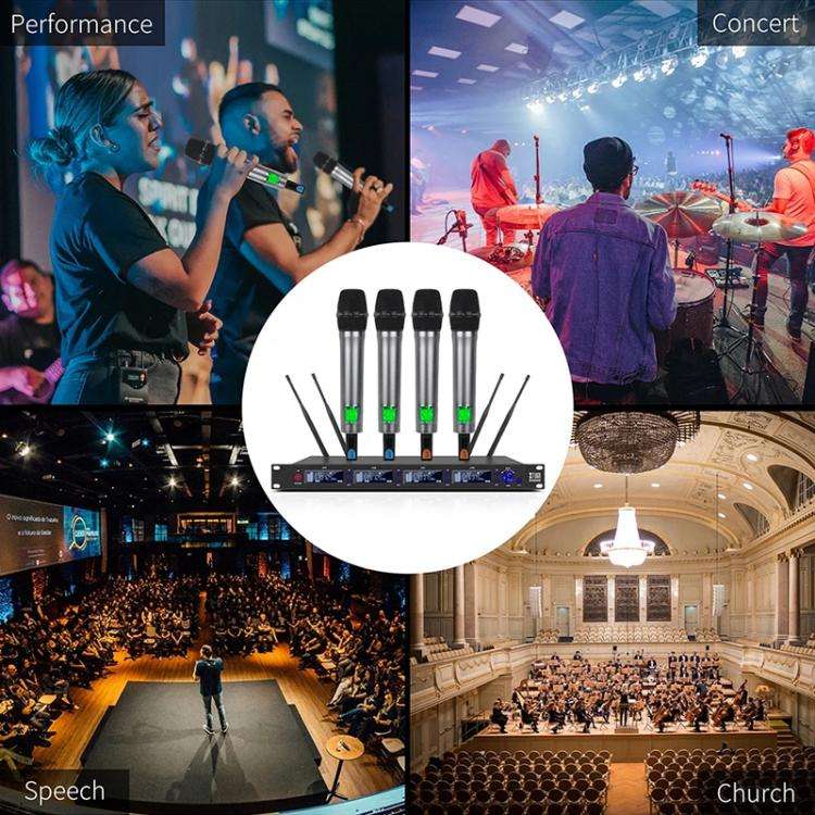 XTUGA M6604S-H Diversity Wireless Microphone System 4 Channel UHF Handheld Microphone