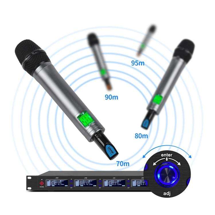 XTUGA M6604S-H Diversity Wireless Microphone System 4 Channel UHF Handheld Microphone
