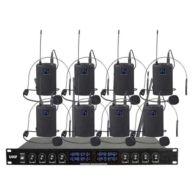 YT8 Wireless 8 Channel UHF Handheld Microphone for Stage Show 8 BodyPacks