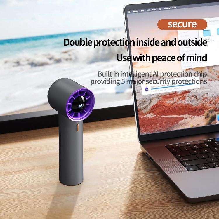 HX-F368 Smart Digital Display High Speed Handheld Fan(Green)
