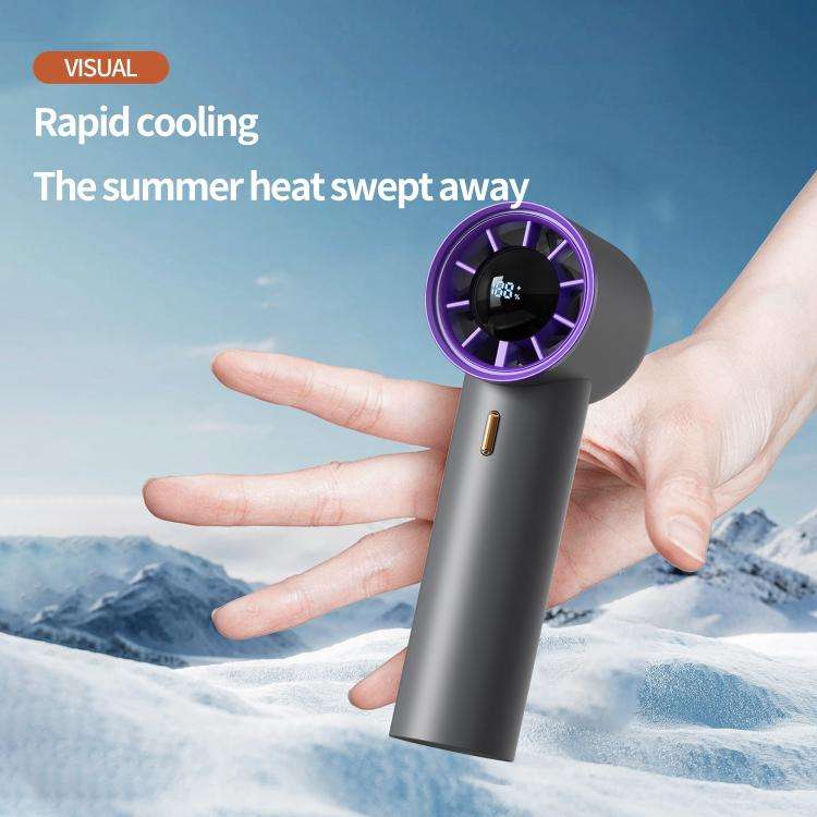 HX-F368 Smart Digital Display High Speed Handheld Fan(Dark Grey)