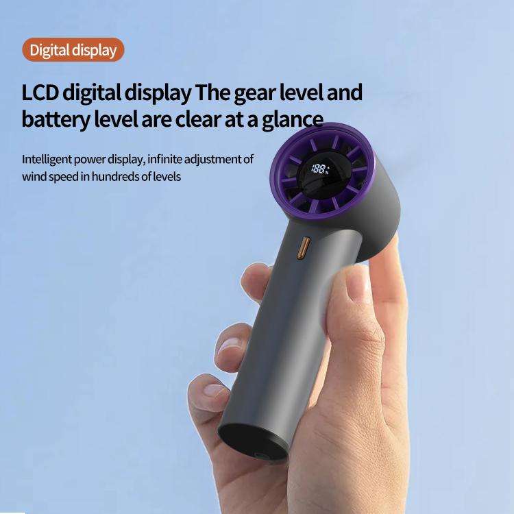 HX-F368 Smart Digital Display High Speed Handheld Fan(Dark Grey)