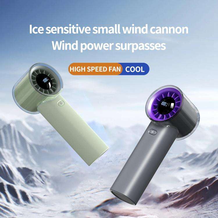 HX-F369 LED Digital Display High Speed Handheld Fan(Dark Grey)