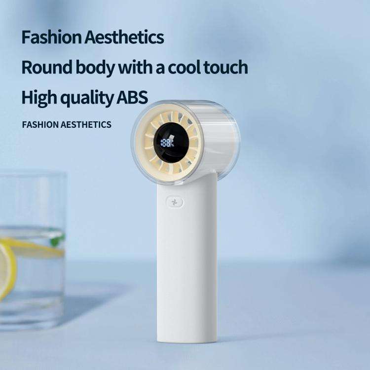 HX-F369 LED Digital Display High Speed Handheld Fan(White)