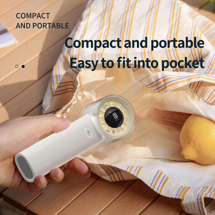 HX-F369 LED Digital Display High Speed Handheld Fan(White)