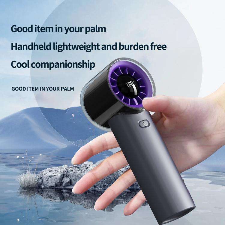 HX-F369 LED Digital Display High Speed Handheld Fan(Dark Grey)