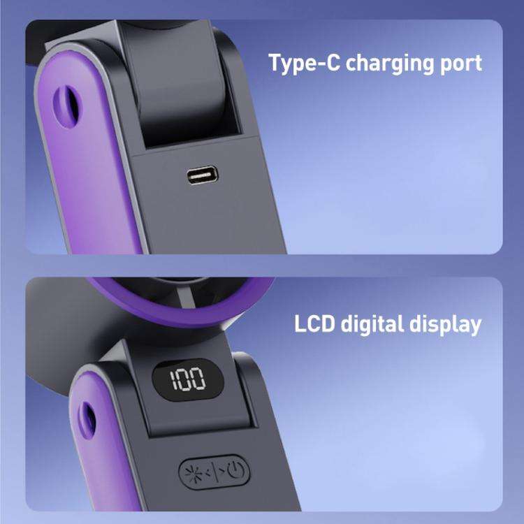 Y19 Smart Ice Compress Folding Handheld Fan(Dark Grey Purple)