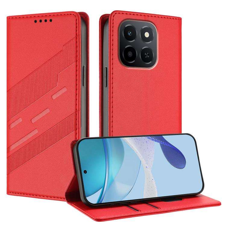 For Honor X6c Embossed Multi-functional Wallet Retro Leather Phone Case(Red)
