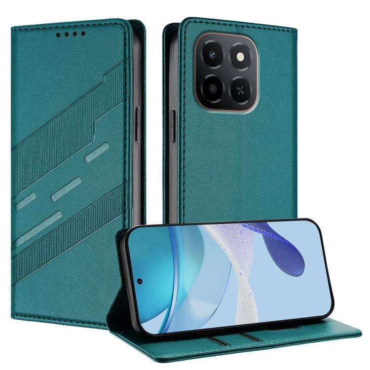 For Honor X6c Embossed Multi-functional Wallet Retro Leather Phone Case(Dark Green)