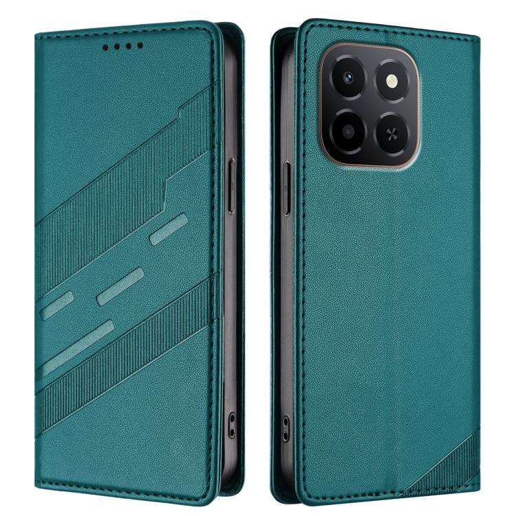 For Honor X6c Embossed Multi-functional Wallet Retro Leather Phone Case(Dark Green)