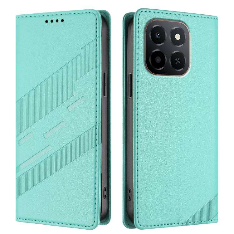 For Honor X6c Embossed Multi-functional Wallet Retro Leather Phone Case(Mint Green)