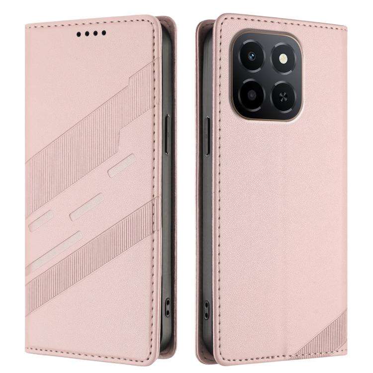 For Honor X6c Embossed Multi-functional Wallet Retro Leather Phone Case(Pink)