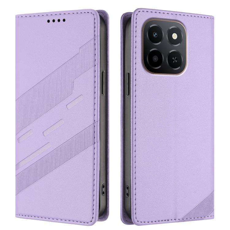 For Honor X6c Embossed Multi-functional Wallet Retro Leather Phone Case(Light Purple)