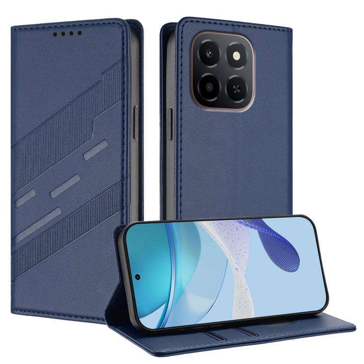 For Honor X6c Embossed Multi-functional Wallet Retro Leather Phone Case(Dark Blue)